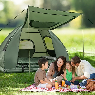 Costway 2-Person Compact Portable Pop-Up Tent/Camping Cot W/ Air Mattress & Sleeping Bag 1 Costway 2-Person Compact Portable Pop-Up Tent/Camping Cot W/ Air Mattress & Sleeping Bag
