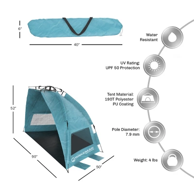 Leisure Sports Pop-Up Beach Tent With UV Protection, Mesh Windows, And Carry Bag - Turquoise 1 Leisure Sports Pop-Up Beach Tent With UV Protection, Mesh Windows, And Carry Bag - Turquoise