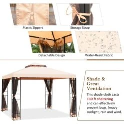 Tangkula 10'x10'Outdoor Canopy Gazebo Art Steel Frame 2-Tiers Party Patio Large Canopy Gazebo W/Netting&Side Walls -Coleman Shop GUEST c11176f7 bd87 4d50 af1f 0d1cb7e549e3
