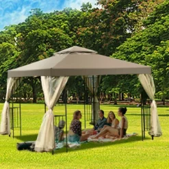 Costway Outdoor 10'x10' Gazebo Canopy Shelter Awning Tent Patio Screw-free Structure Garden -Coleman Shop GUEST c1980100 7ac7 4928 93e3 53042a0784c3
