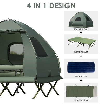 Tangkula Folding 2-Person Camping Tent Cot Portable Pop-Up Tent With Sleeping Bag&Air Mattress For Outdoor Activity 3 Tangkula Folding 2-Person Camping Tent Cot Portable Pop-Up Tent With Sleeping Bag&Air Mattress For Outdoor Activity - Image 3