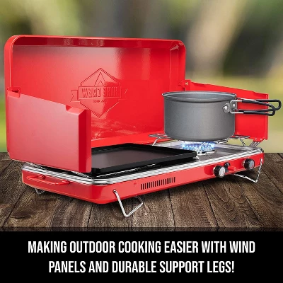 Hike Crew 2-in-1 Portable Gas Camping Stove/Grill With Griddle 2 Hike Crew 2-in-1 Portable Gas Camping Stove/Grill With Griddle - Image 2