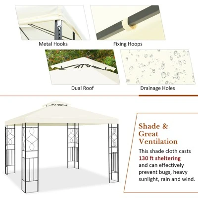 Tangkula 2-Tiers 10'x10'Outdoor Canopy Gazebo Art Steel Frame Party Patio Large Canopy Gazebo W/Netting 6 Tangkula 2-Tiers 10'x10'Outdoor Canopy Gazebo Art Steel Frame Party Patio Large Canopy Gazebo W/Netting - Image 6