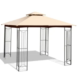 Tangkula 2-Tiers 10'x10' Outdoor Canopy Gazebo Heavy-Duty Steel Frame Party Patio Large Canopy L-Shaped Gazebo Beige/Grey -Coleman Shop GUEST cf2d8c46 5b7b 44aa 821d 23bc867592a9