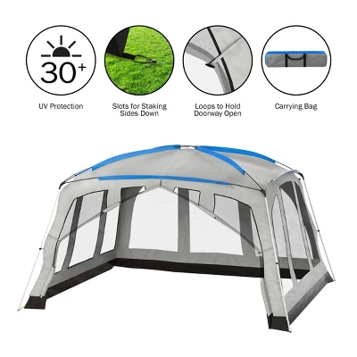 Leisure Sports Enclosed Screen Tent With UV-Resistant Canopy And Carry Bag - Gray And Blue 2 Leisure Sports Enclosed Screen Tent With UV-Resistant Canopy And Carry Bag - Gray And Blue - Image 2