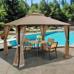 Costway 12' X 10' Outdoor Patio Gazebo Canopy Shelter Double Top Sidewalls Netting Brown Beige 21 Costway 12' X 10' Outdoor Patio Gazebo Canopy Shelter Double Top Sidewalls Netting Brown Beige -Coleman Shop GUEST cfe4dcb5 e12a 42d4 9c48 0d3c31da9444