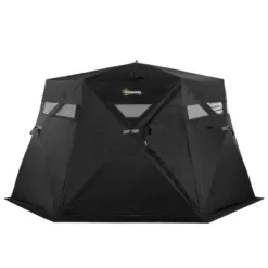 Outsunny 4 Person Insulated Ice Fishing Shelter 360-Degree View, Pop-Up Portable Ice Fishing Tent With Carry Bag, Two Doors And Anchors, Black -Coleman Shop GUEST d5618057 9b69 4f72 a3c7 cc770ce50bd3