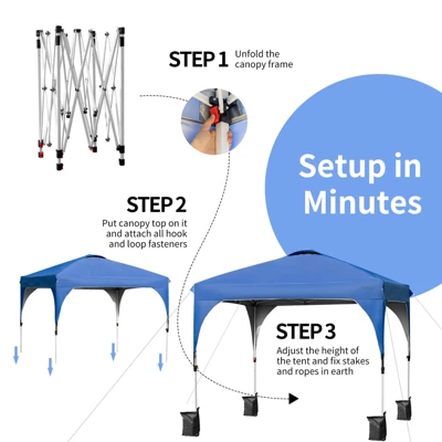 Tangkula Pop-up Canopy Tent 10’ X 10’ Height Adjustable Commercial Instant Canopy W/ Portable Roller Bag Blue/ White/ Grey 8 Tangkula Pop-up Canopy Tent 10’ X 10’ Height Adjustable Commercial Instant Canopy W/ Portable Roller Bag Blue/ White/ Grey - Image 8