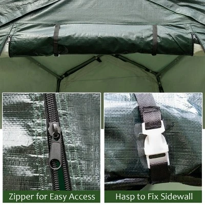 Costway 6'x8' Patio Tent Carport Storage Shelter Shed Car Canopy Heavy Duty Green 7 Costway 6'x8' Patio Tent Carport Storage Shelter Shed Car Canopy Heavy Duty Green - Image 7