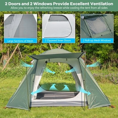 Costway 4-6 Person Camping Tent Waterproof Family Large Double-Layer Tents W/Front Porch 5 Costway 4-6 Person Camping Tent Waterproof Family Large Double-Layer Tents W/Front Porch - Image 5