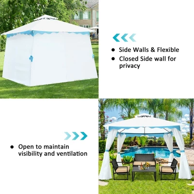 Costway 2 Tier 10'x10' Patio Gazebo Canopy Tent Steel Frame Shelter Awning W/Side Walls 8 Costway 2 Tier 10'x10' Patio Gazebo Canopy Tent Steel Frame Shelter Awning W/Side Walls - Image 8