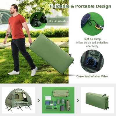 Costway 2-Person Compact Portable Pop-Up Tent/Camping Cot W/ Air Mattress & Sleeping Bag 8 Costway 2-Person Compact Portable Pop-Up Tent/Camping Cot W/ Air Mattress & Sleeping Bag - Image 8