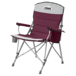 CORE Set Of 2 300-Pound Capacity Padded Hard Arm Chair W/Storage Pockets & Carry Bag W/Instant 10-Foot Outdoor Pop-Up Shade Canopy Shelter Tent, Gray