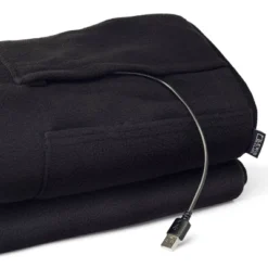 Lewis N. Clark Warm And Go Blanket With USB Connector - Black