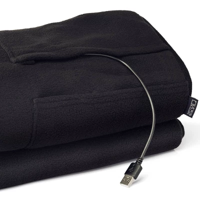 Lewis N. Clark Warm And Go Blanket With USB Connector - Black 1 Lewis N. Clark Warm And Go Blanket With USB Connector - Black