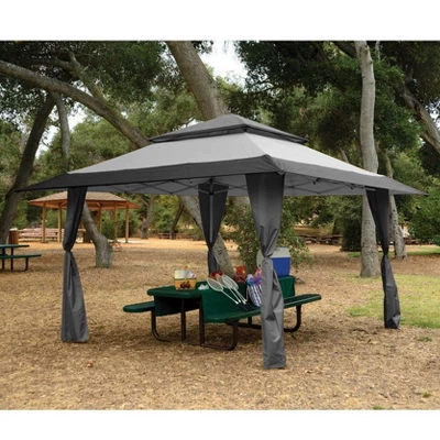 Z-Shade 13 X 13 Foot Adjustable Height Instant Gazebo Outdoor Canopy Patio Shelter Tent With Stakes, Steel Frame, And Storage Carry Bag, Gray 3 Z-Shade 13 X 13 Foot Adjustable Height Instant Gazebo Outdoor Canopy Patio Shelter Tent With Stakes, Steel Frame, And Storage Carry Bag, Gray - Image 3