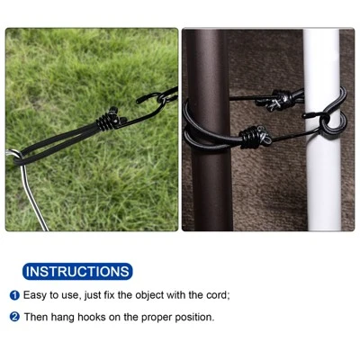 Unique Bargains Camping Outdoor Tent Elastic Rope With Hooks Black 6 Pcs 4 Unique Bargains Camping Outdoor Tent Elastic Rope With Hooks Black 6 Pcs - Image 4