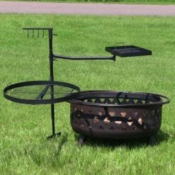 Sunnydaze Decor Sunnydaze Outdoor Camping Or Backyard Steel Adjustable Cooking Grilling Fire Pit BBQ Stake With 2 Swivel Swing Grates -Coleman Shop GUEST fb4ae4a5 37d7 422b ac91 5c26cf32cf2b